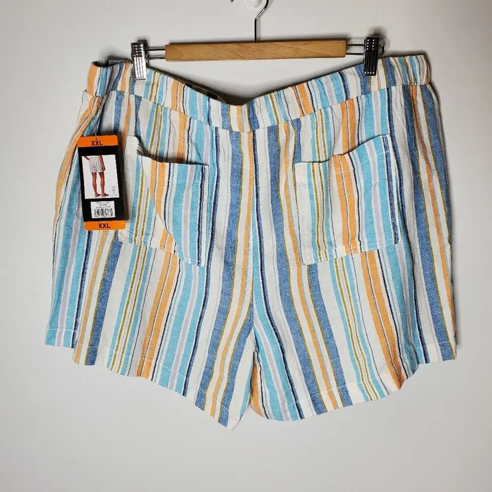 Briggs Linen Blend striped drawstring linen casual shorts NEW Size XXL - Picture 2 of 11